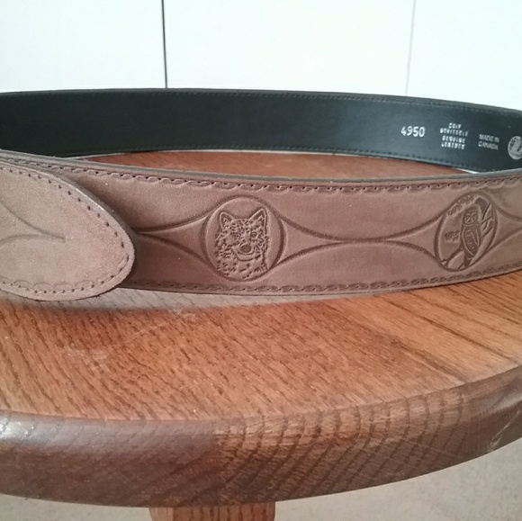 Landes Tan Leather Belt w/ Embossed Wildlife NWOT main image 5